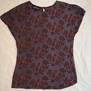 Carole Little Petites Red Black Cap Sleeve Pullover Blouse‎ Size M